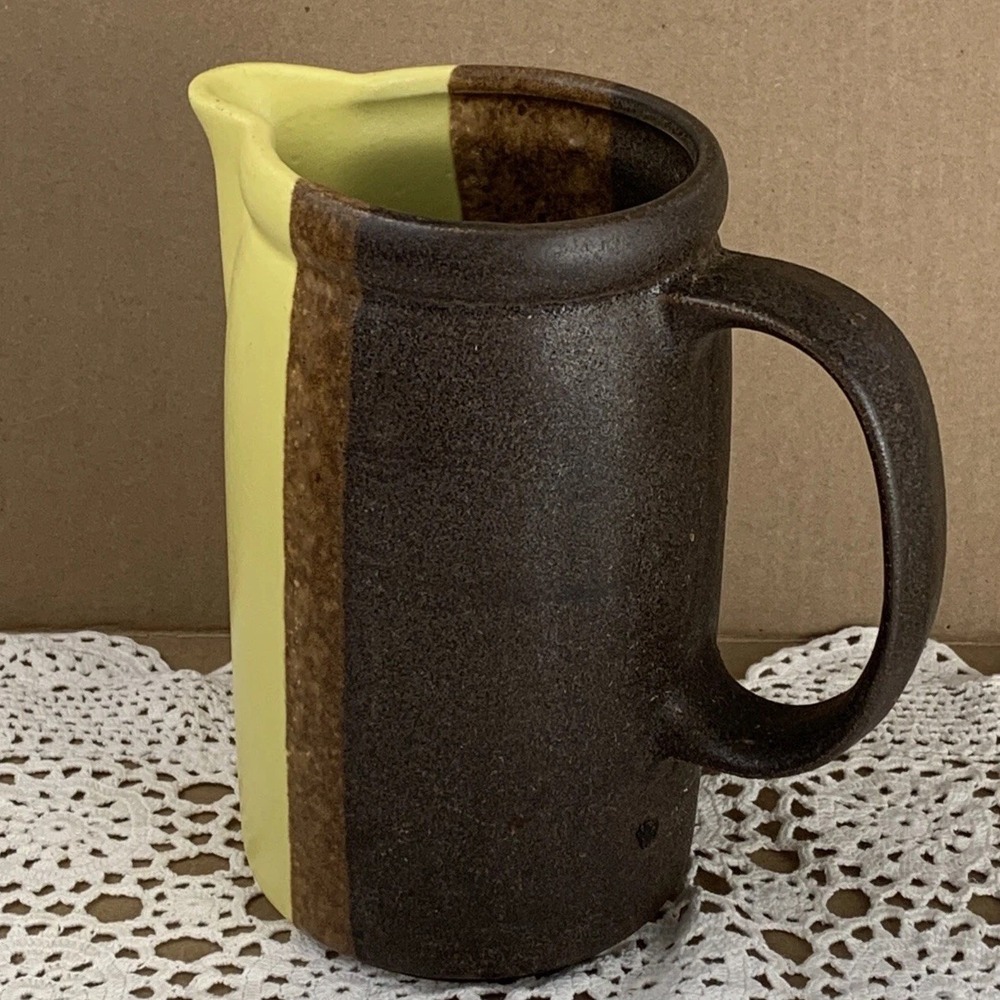 McCoy Pottery #1409 Pitcher Brown Yellow Glaze MCM USA Stoneware - Picture 5 of 8